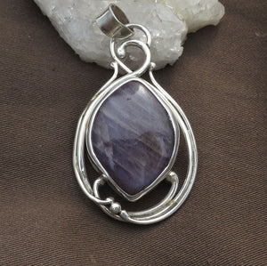 Purple Labradorite Gemstone Silver Pendant