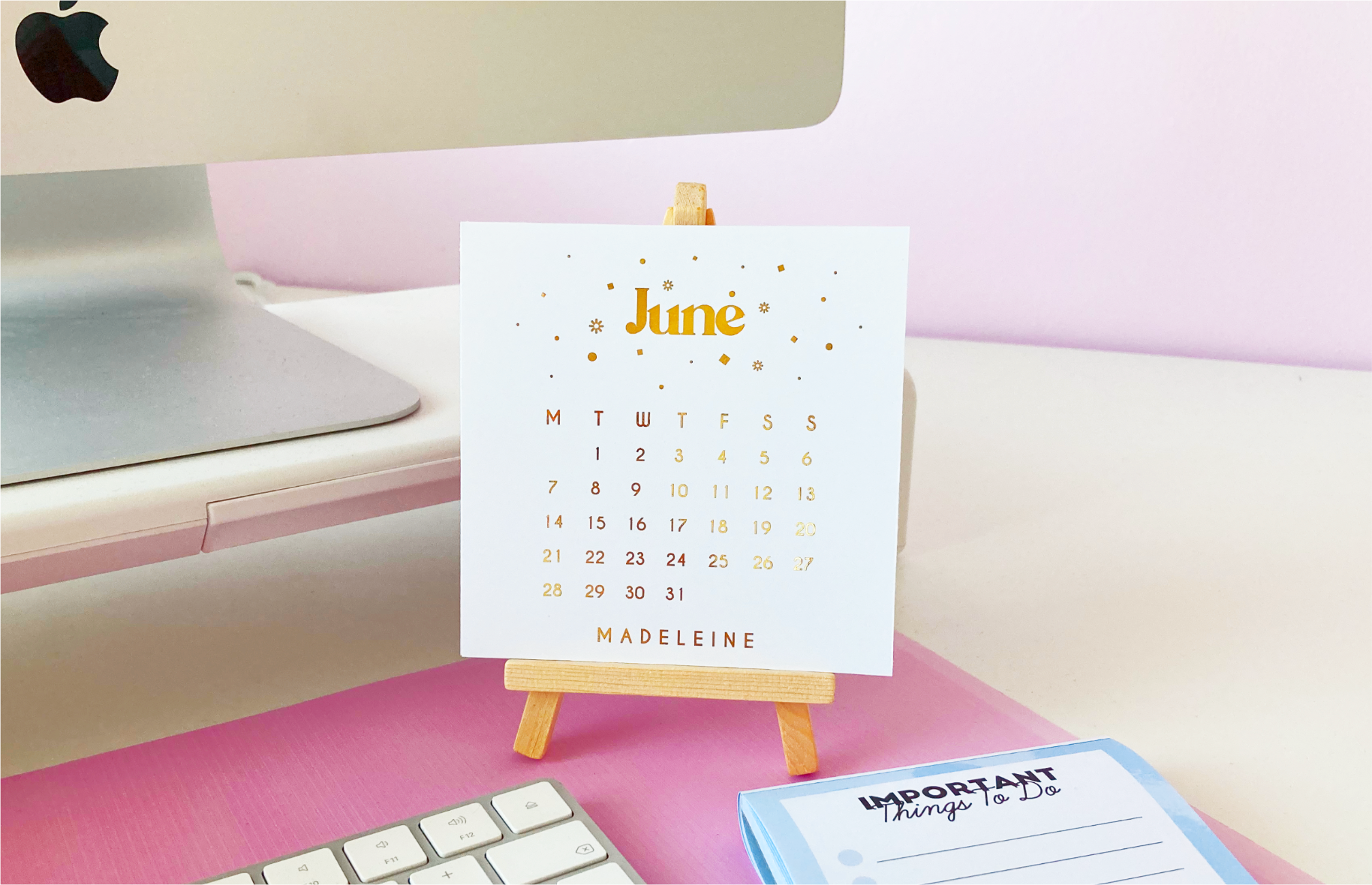 gold foil easel desk calendar by coconutacha