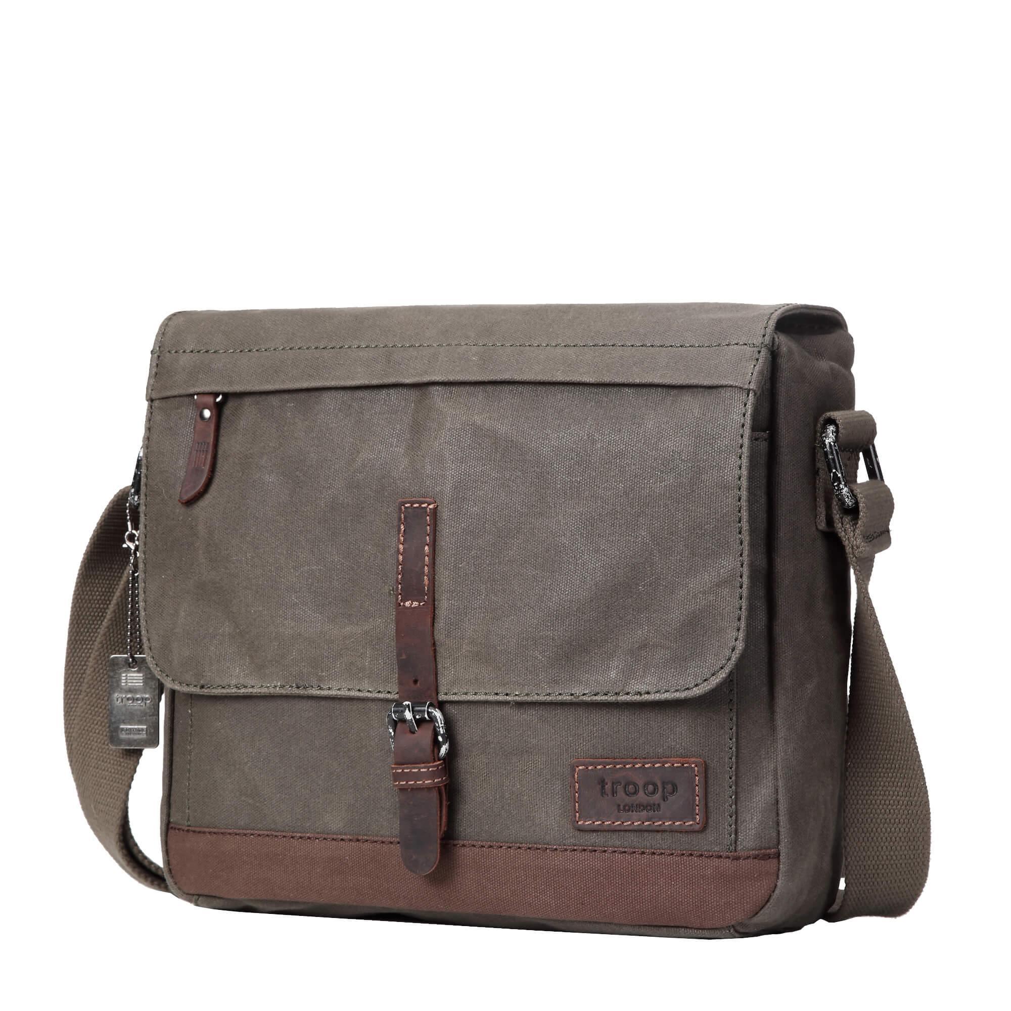 Premium Quality TRP0443 Troop London Heritage Canvas Leather Messenger ...