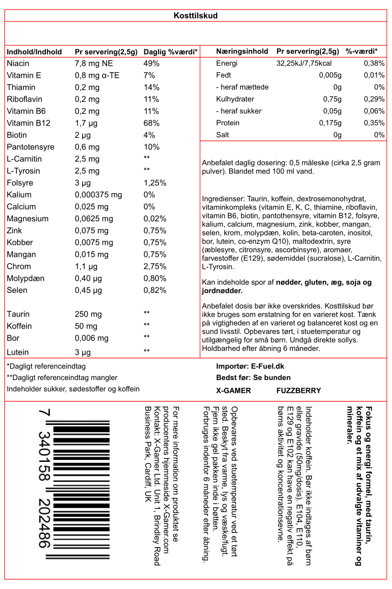 Produkt Label - Varedeklaration