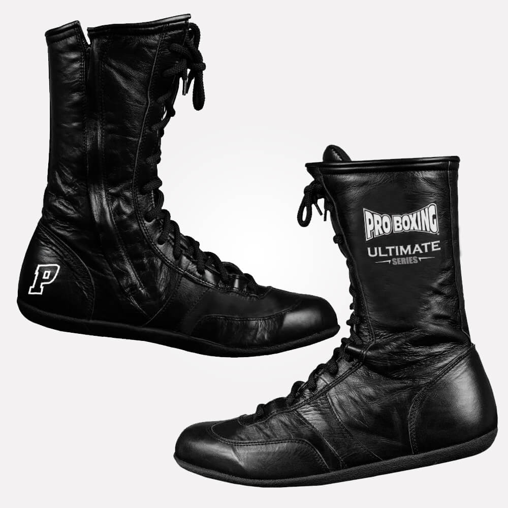 Pro Boxing® High Top Leather Shoes - Black – Pro Boxing Supplies