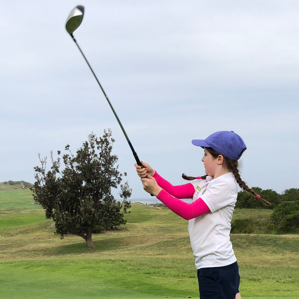 Pink Crazy Arms Sun Sleeves - girl golfer