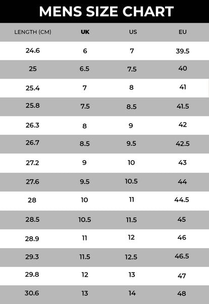 Size Chart Updated