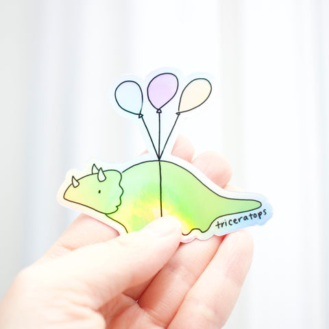 Holographic Triceratops sticker