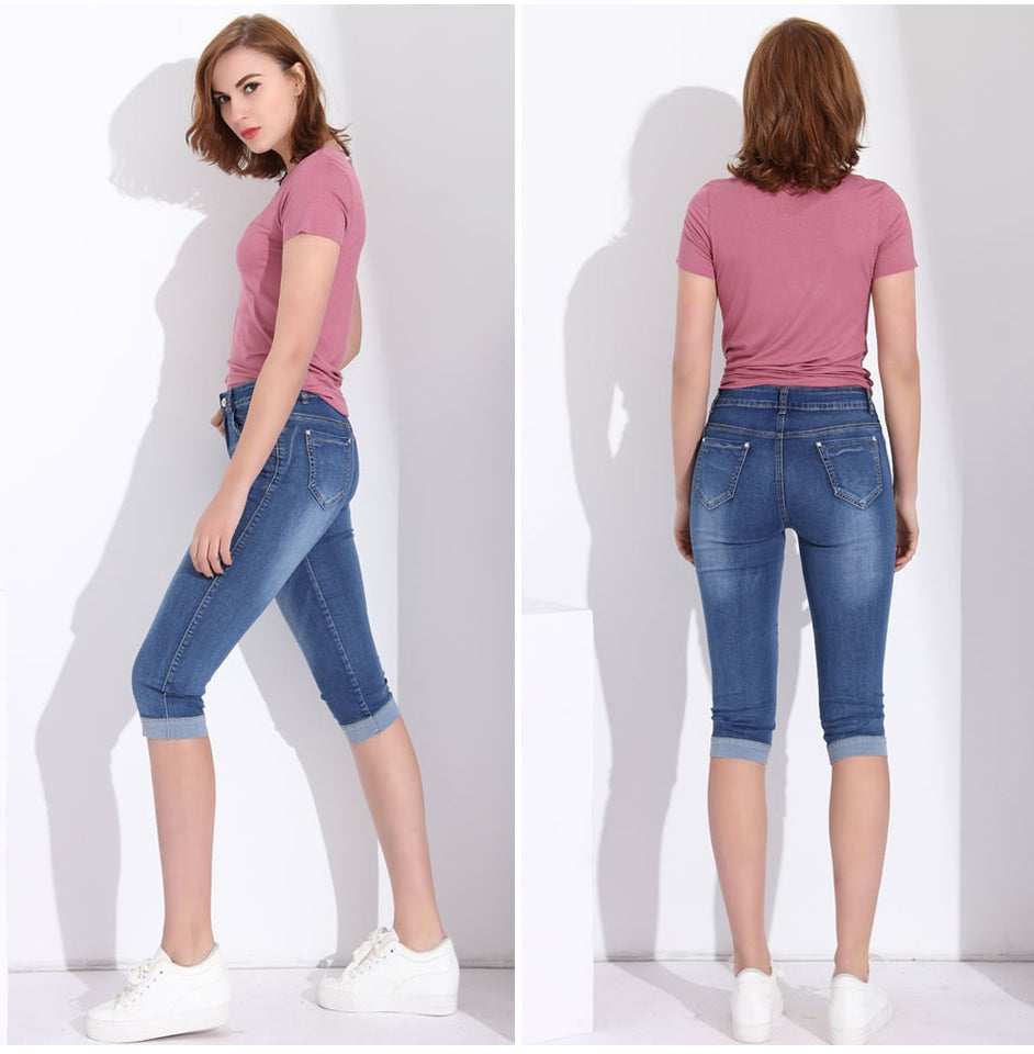 knee length jeans