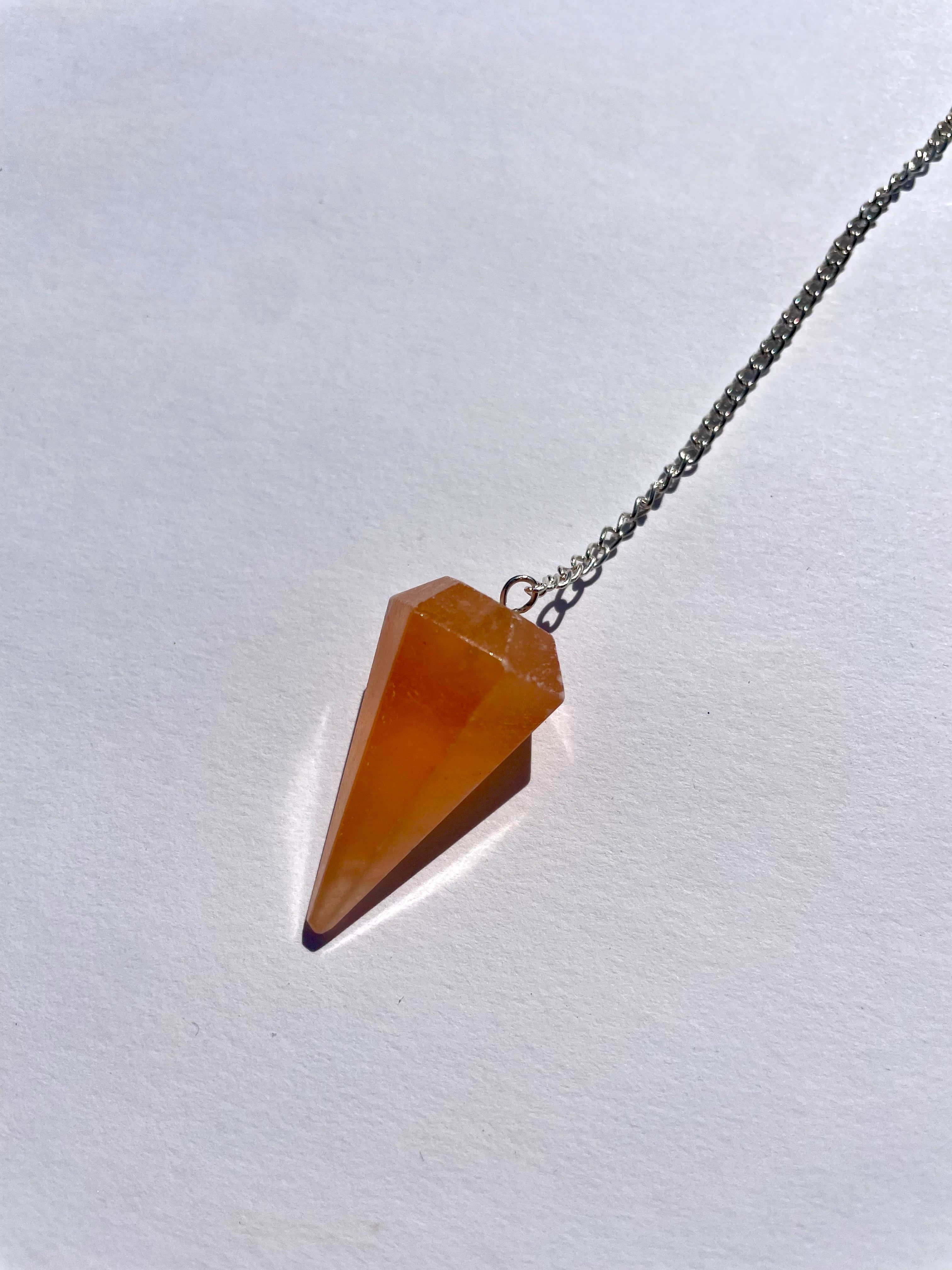 Peach Selenite Pendulum