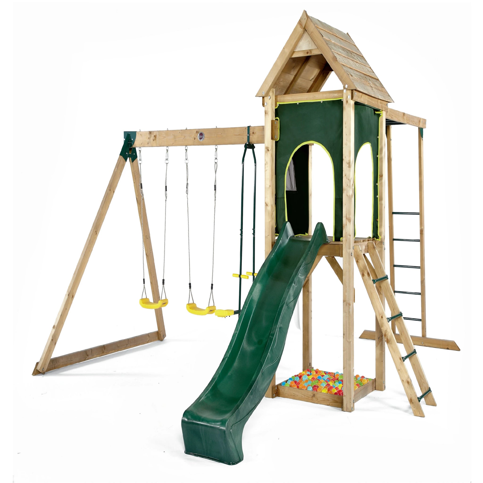 wooden play centre with slide