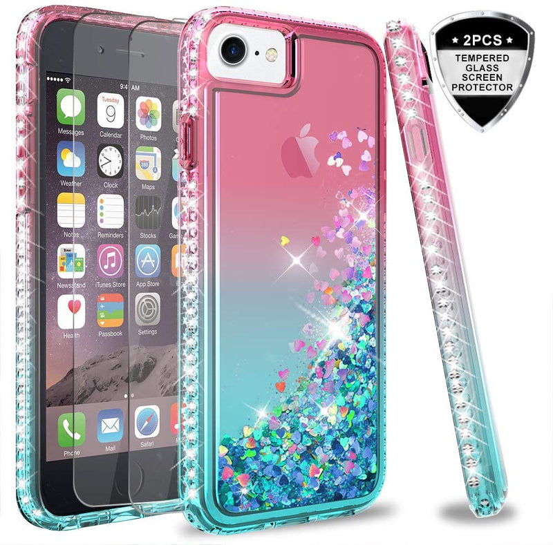 Iphone 6s 6 Case Iphone 7 Case Iphone 8 Glitter Case With Tempered Leyicase