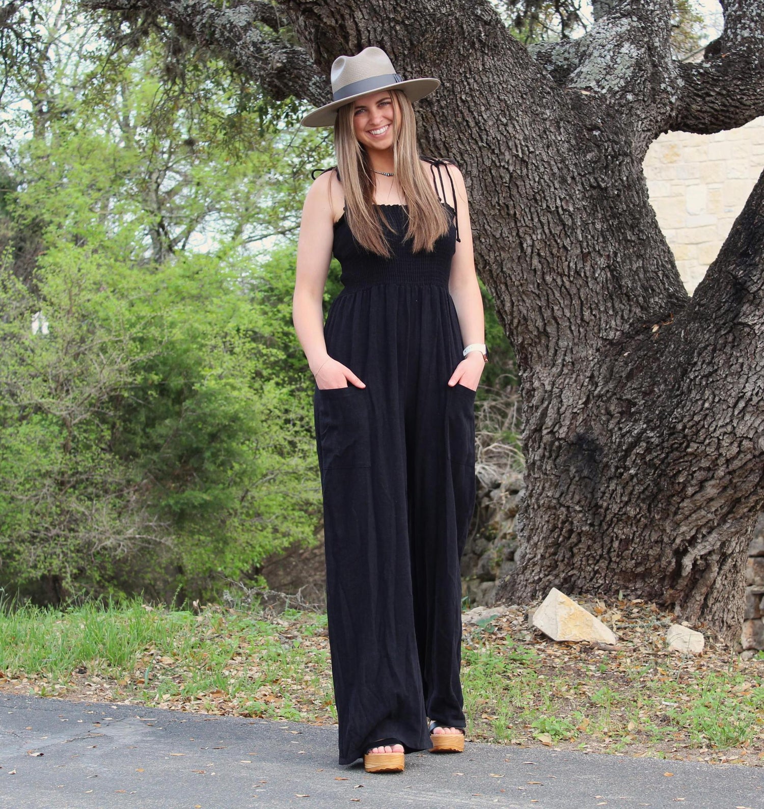 black loose fit jumpsuit