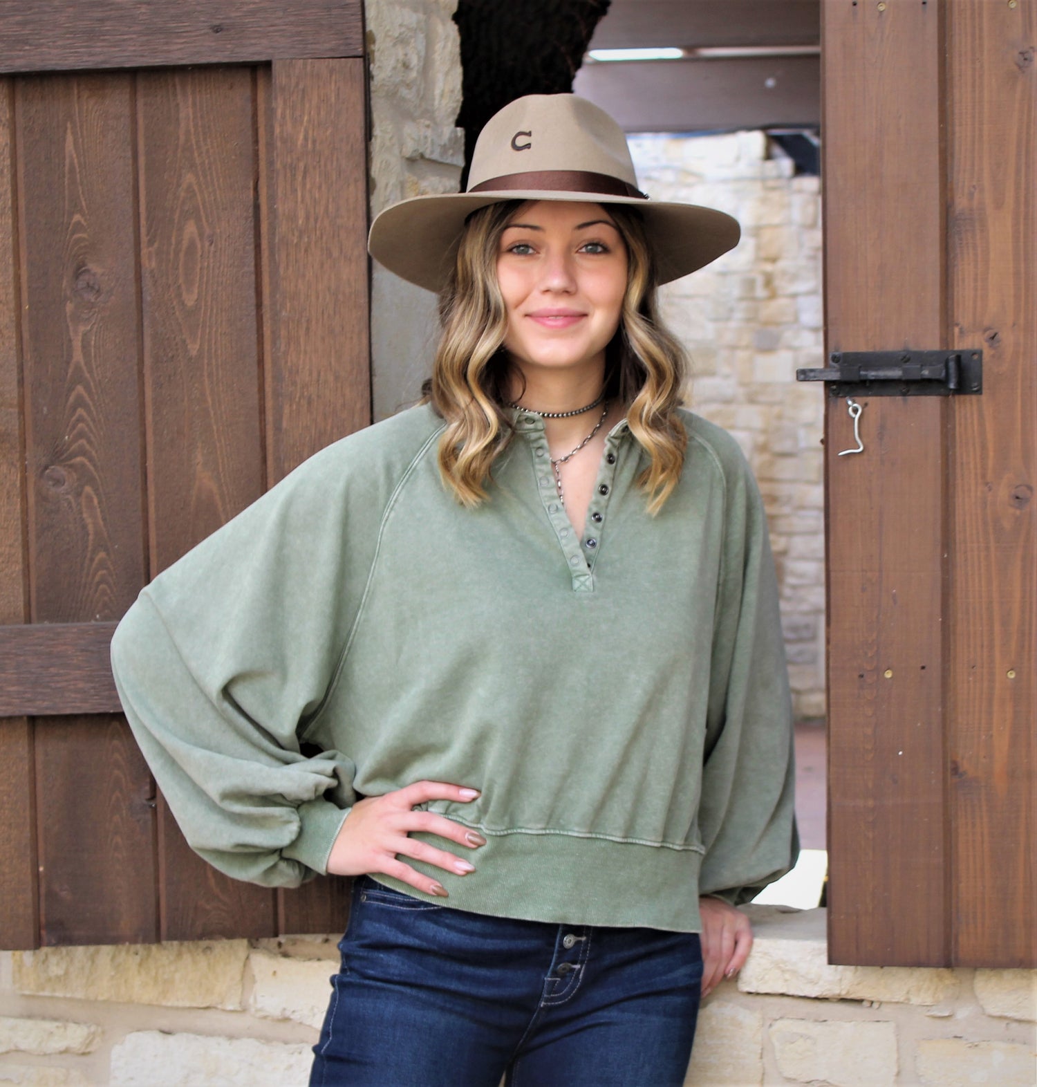 French Terry Pullover Olive - Petticoat Junction