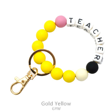 Teacher Beaded Keychain Bracelet