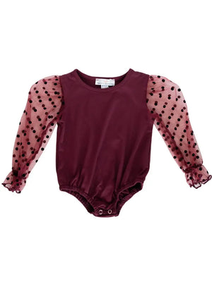 Destinee Sheer Dot Sleeve Leotard - White - Beyond Blessed Boutique