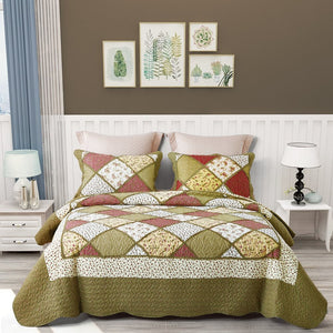 87 X 94 Olive Green Polyester Comforter Set Reactive Printing 3