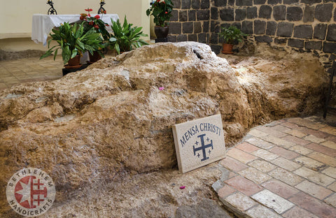 table of the Lord in Mensa Christi, Rock on which Jesus ate with his disciples after rising from the dead.