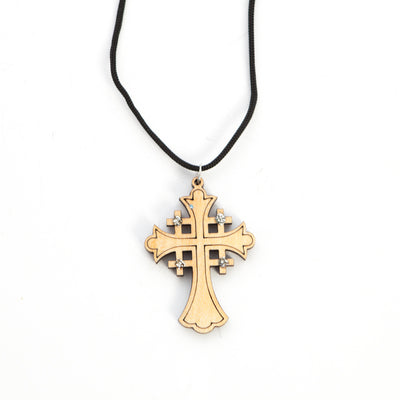 Wood Necklace-wooden Cross Necklace-jerusalem Cross crusaders  Crosspendant/necklace, Handmade Gift. Catholic Cross Wooden Amulet. 