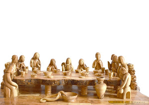 Abstract Olive Wood Hand Carved Last Supper (Masterpiece) - Statuettes - Bethlehem Handicrafts