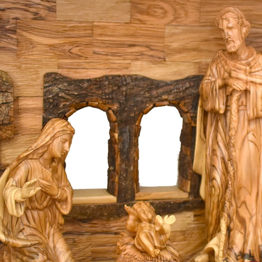 Unique Hand Carved Olive Wood Nativity Set - Bethlehem Handicrafts