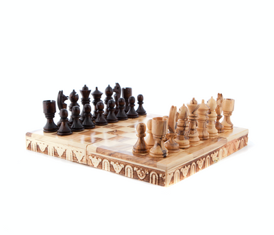 Handmade Olive Wood Chess Board - Wooden Chess Set with Hand Carved Chess  Pieces