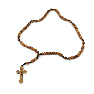 Stretchy Elastic Cord Rosary with Oval Wooden Beads – Bethlehem