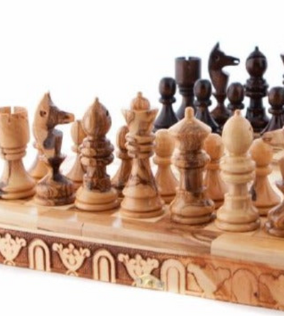 Olive Wood Chess Set- Small Sized Chess Board at BeldiNest