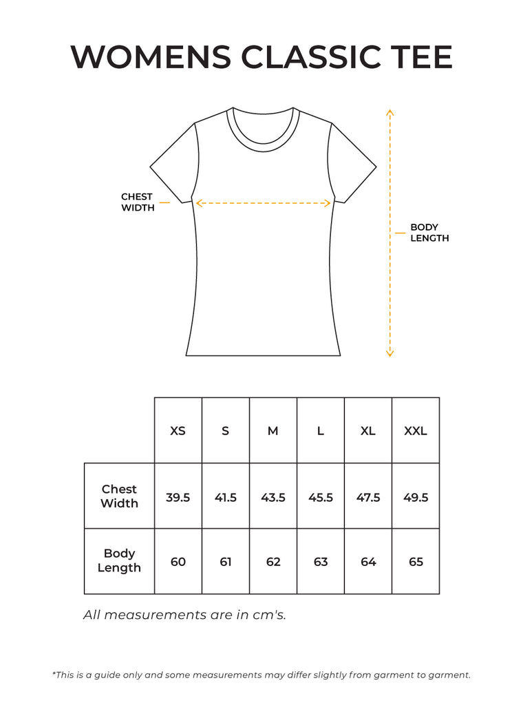 Womens Classic Tee Size Guide