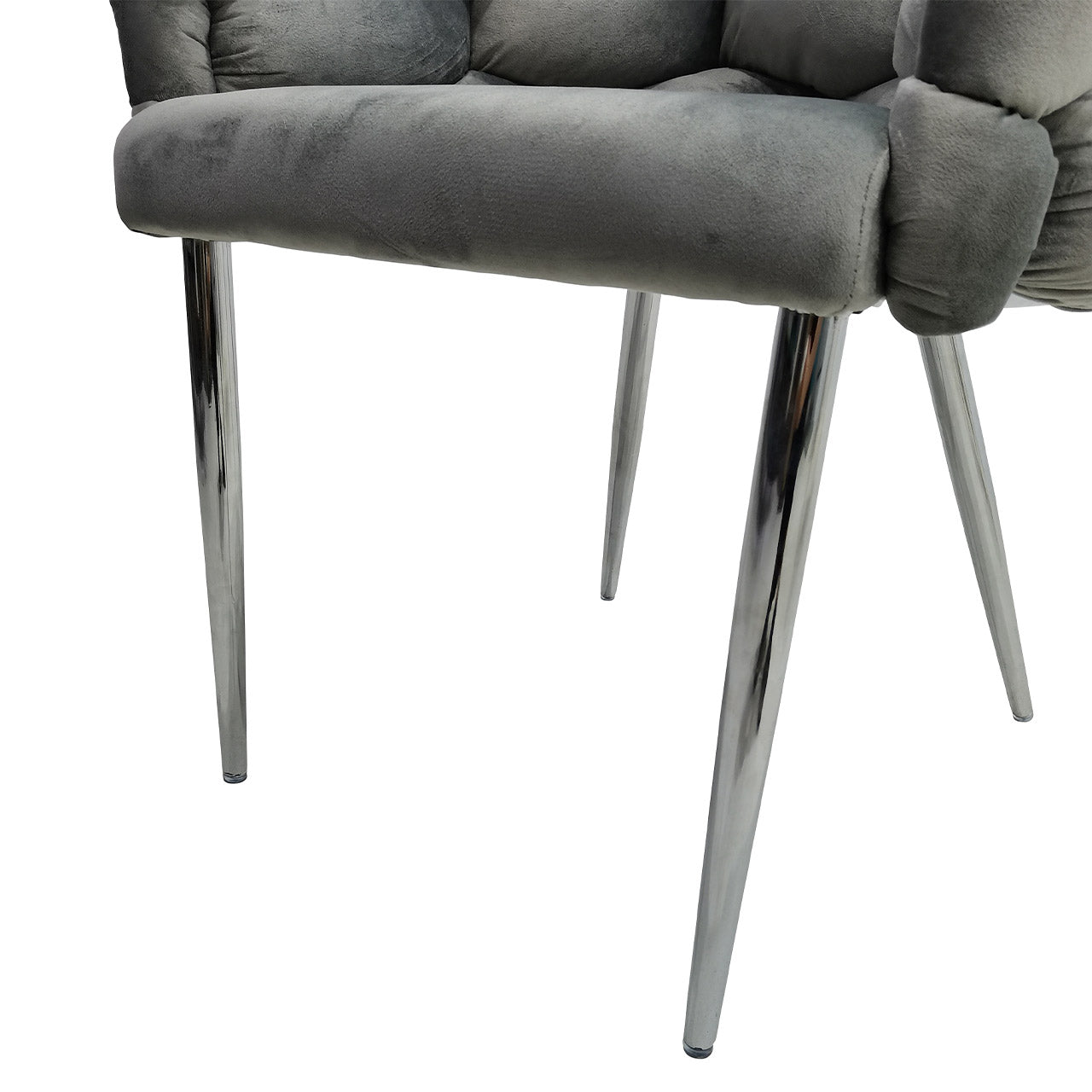 bubble velvet chair with chrome legs