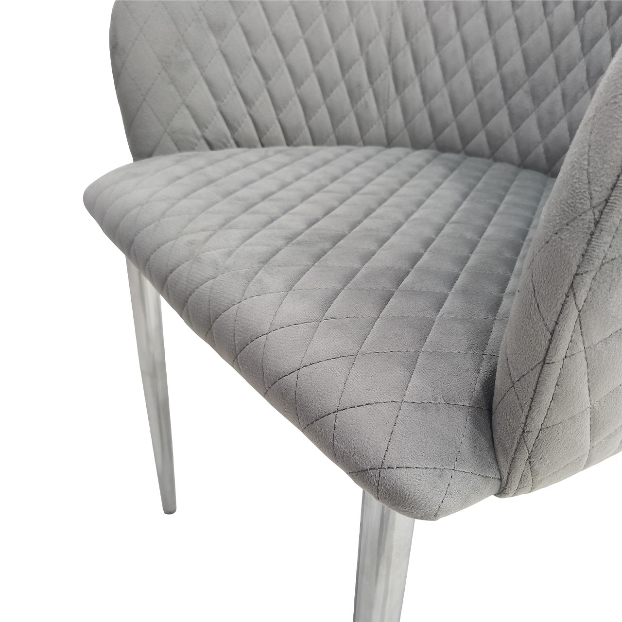 grey velvet dining chair with chrome legs