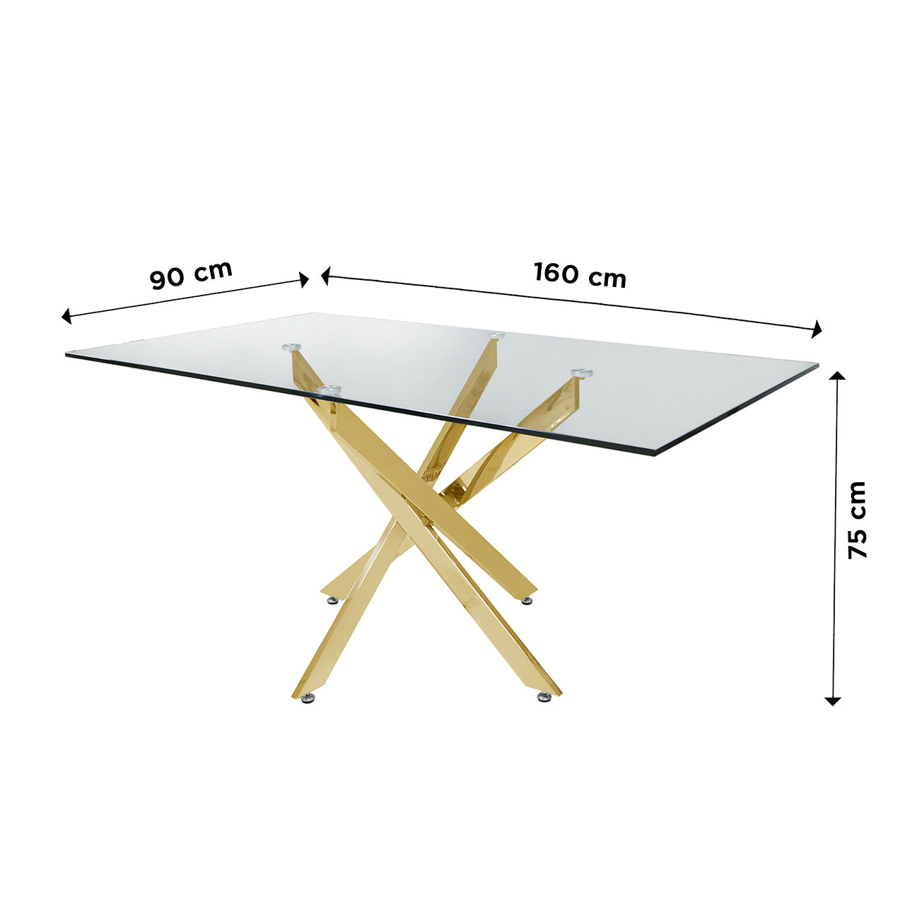 glass dining table with gold legs