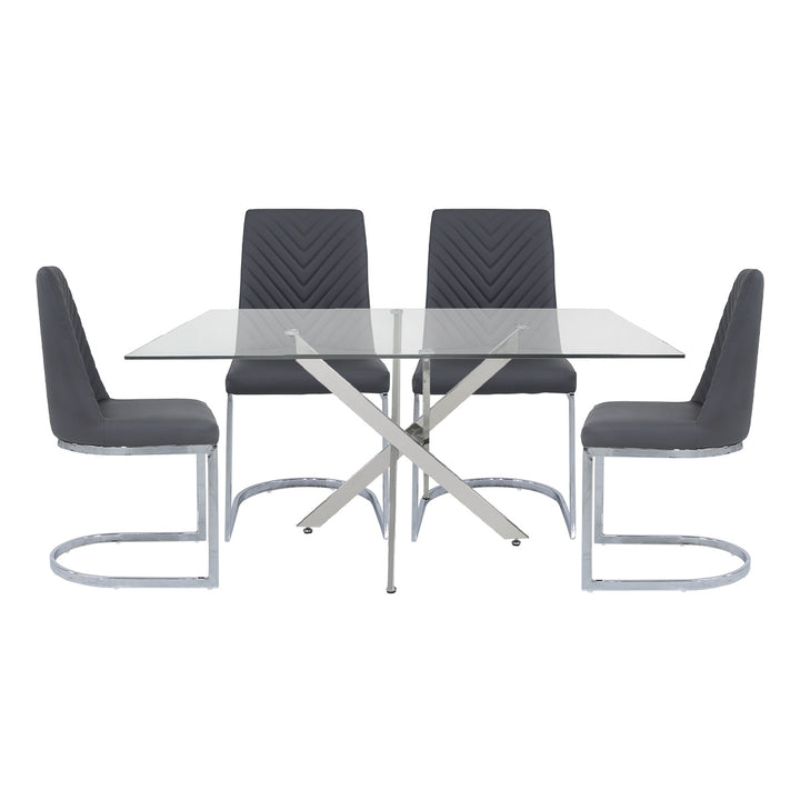 chrome rectangle dining table