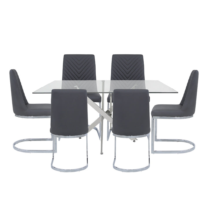 chrome rectangle dining table