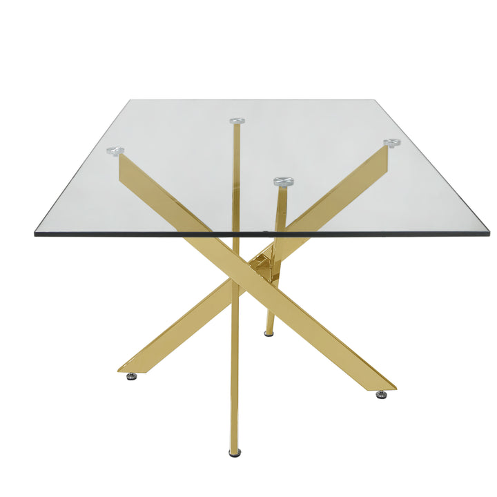 gold dining table with glass top