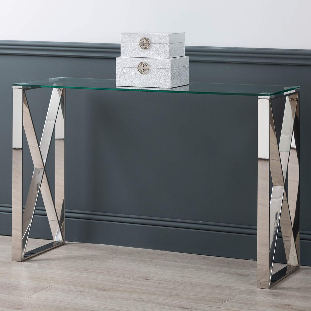 glass top console table for living room