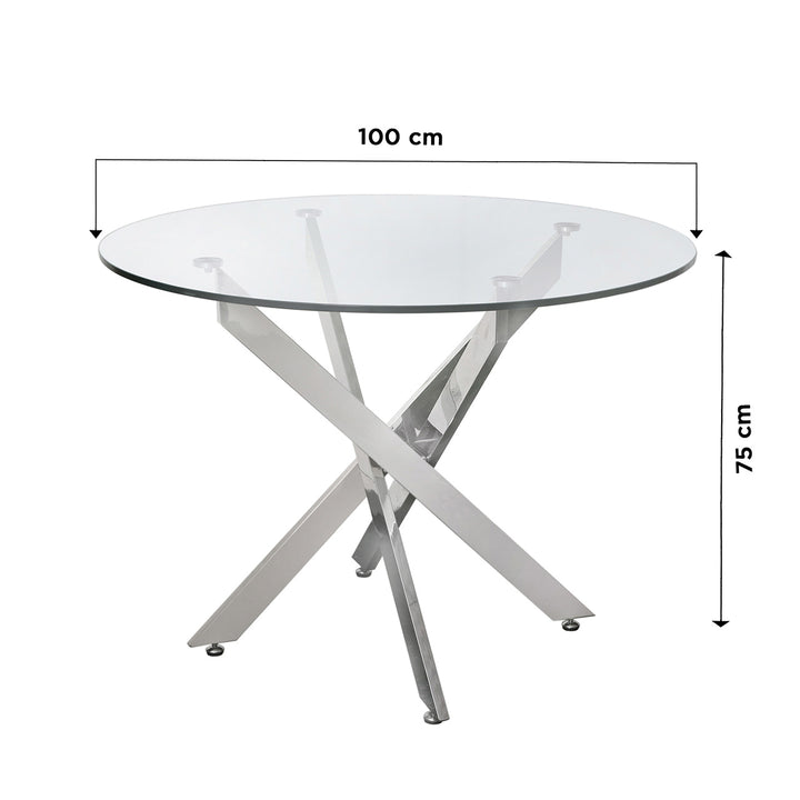 chrome round dining table