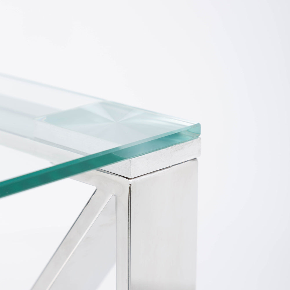 sofa table in chrome