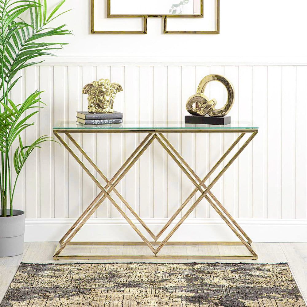 gold console table