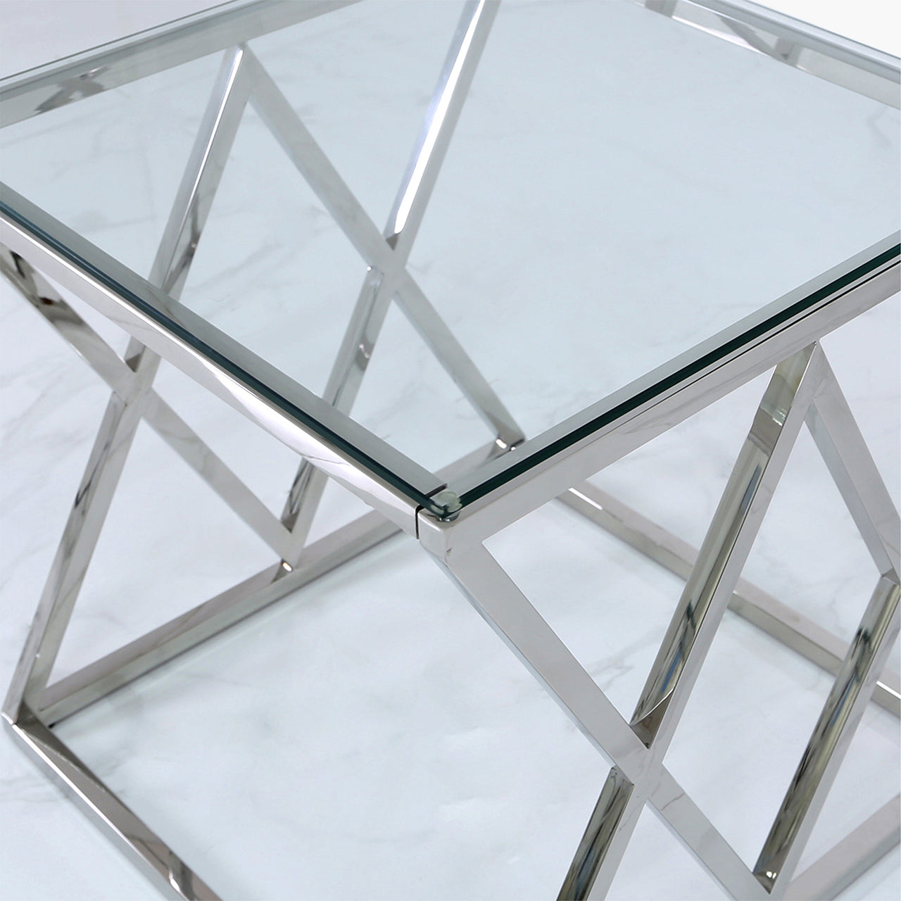 glass top side table