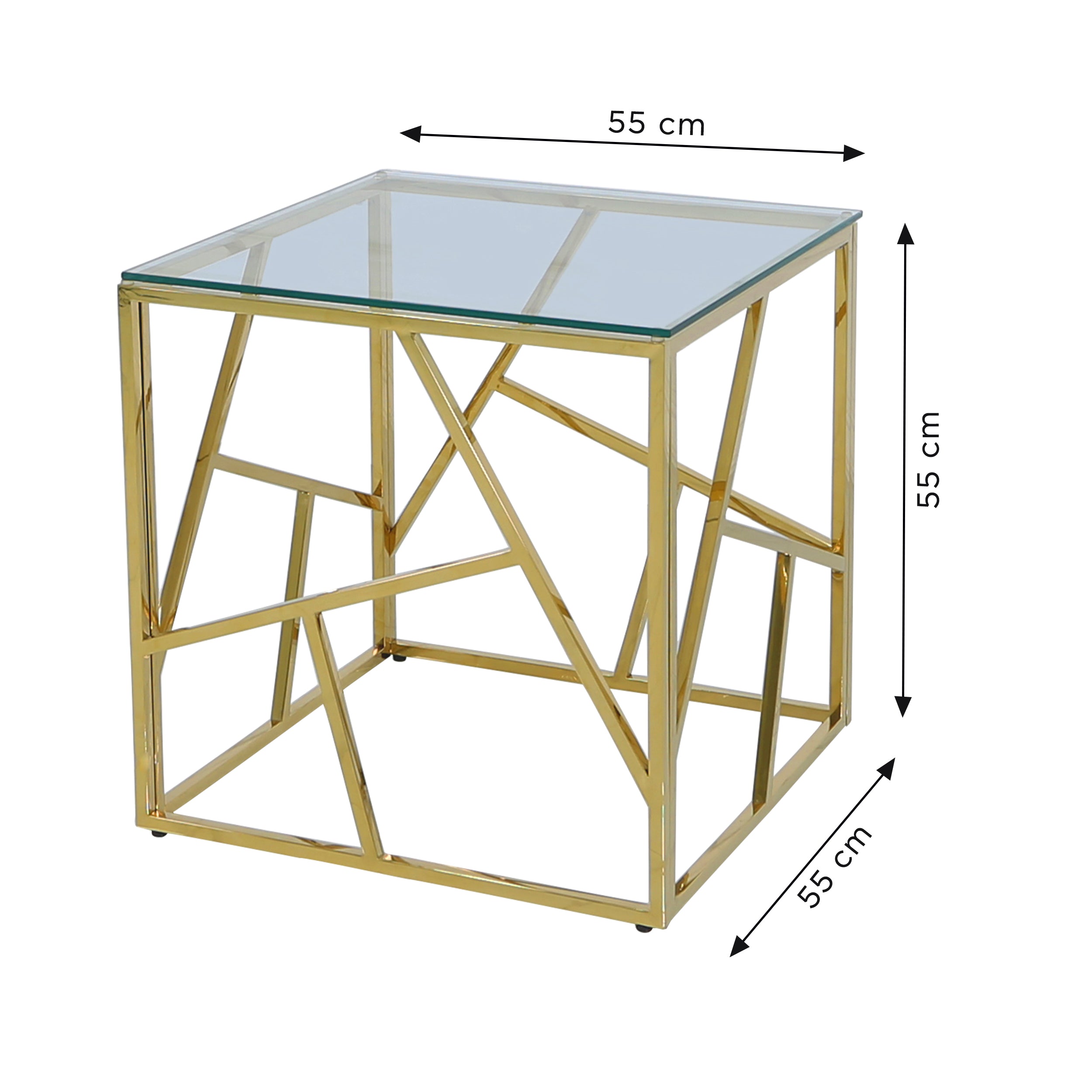 gold side table with glass top