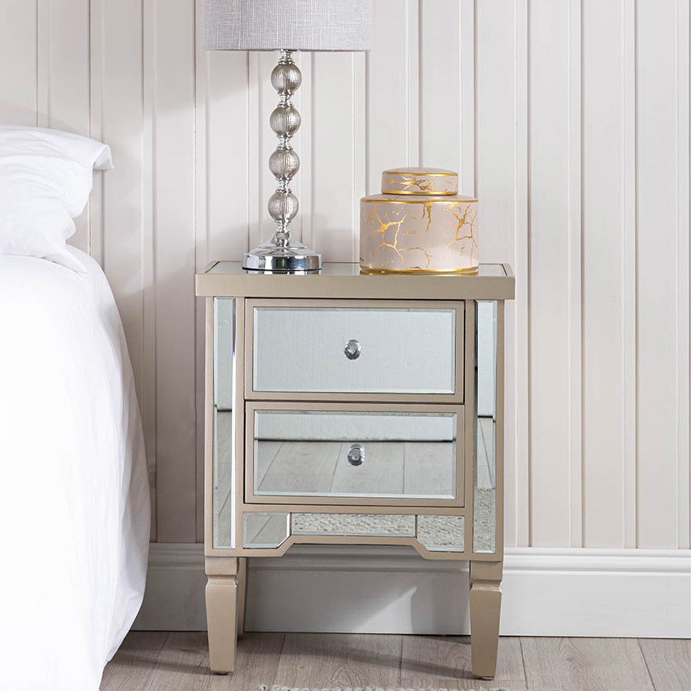 small mirrored bedside table