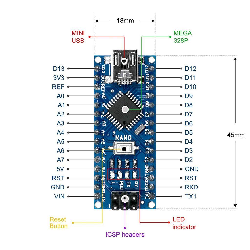 10pcs Arduino Nano V30 Soldered Atmega328p 5v Ch340g Controller Mini 1555