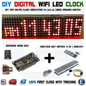 DIY Digital Arduino Clock WIFI RED LED Dot Matrix ESP8266 MAX7219 - eElectronicParts