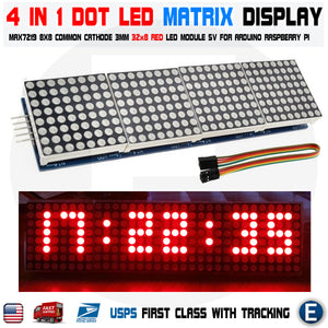 Arduino matrix led display module max7219 5p line 8x32 4 in 1 MCU Raspberry pi - eElectronicParts