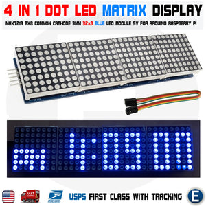 Matrix blue led display module max7219 5p line 8x32 4 in 1 Arduino compatible MCU Raspberry pi - eElectronicParts