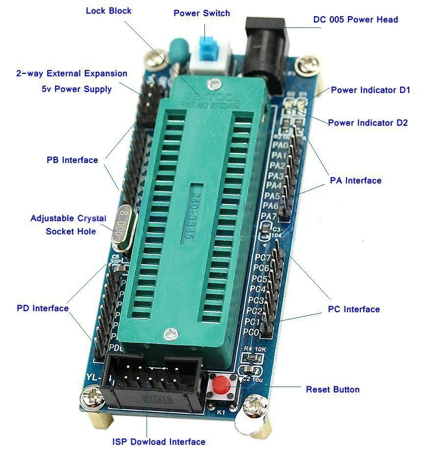 ATmega16 ATmega32 ISP I/O Minimum System Development Board AVR Mini Sy –  eElectronicParts