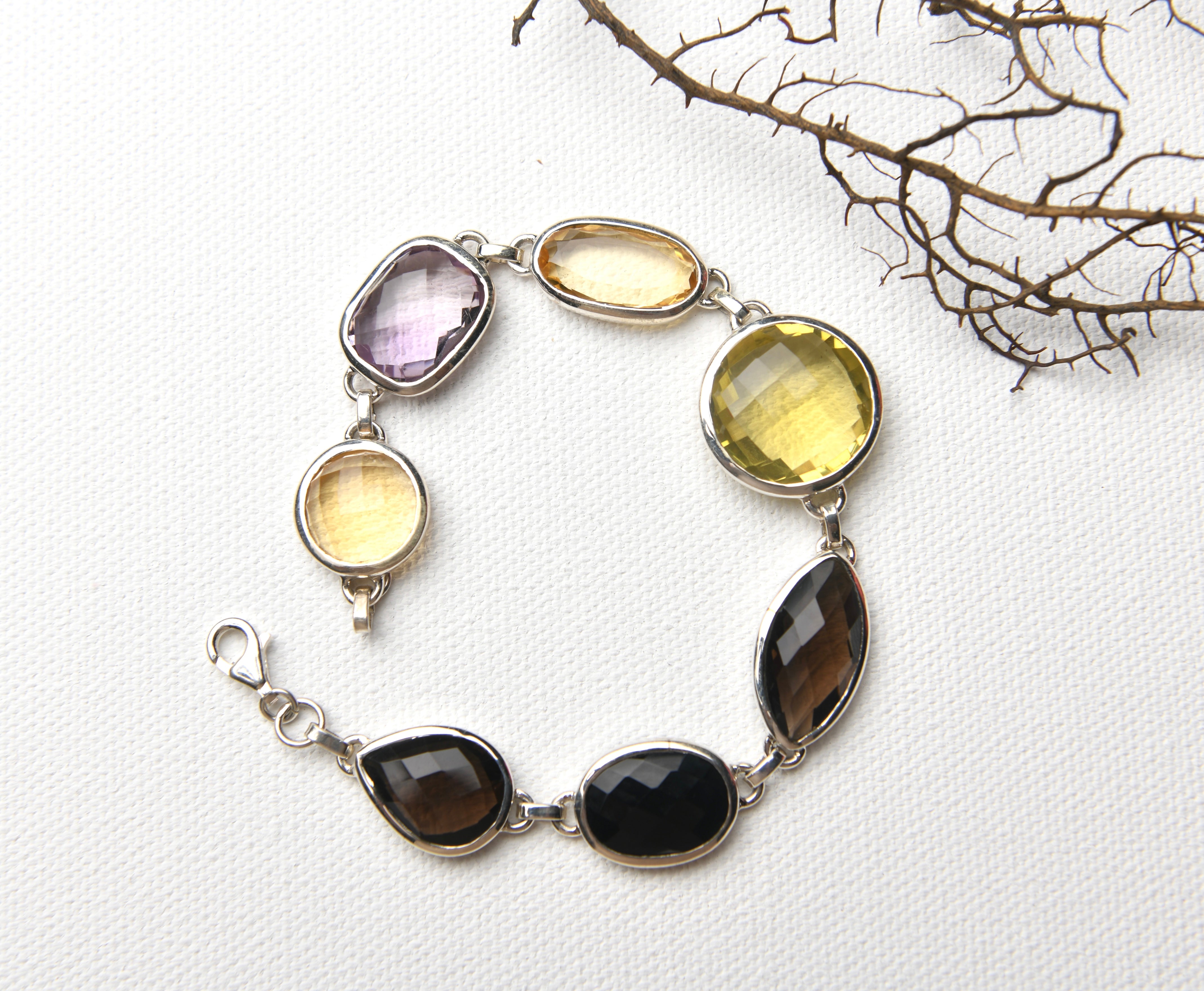Buy Syan 925 Sterling Silver Natural Multi Color Stone Bracelet at Amazon.in