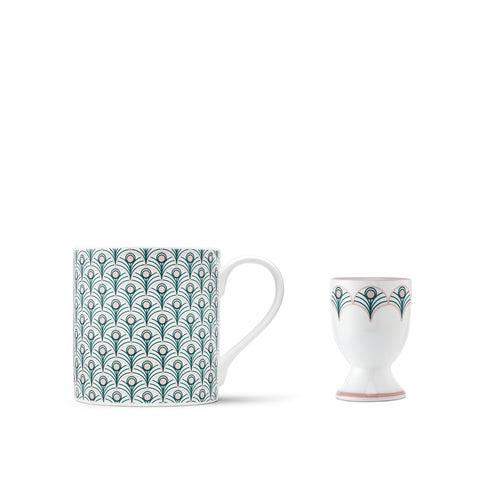 peacock mug and egg cup gift set