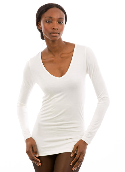 100% Bamboo Women's Long Sleeve V-Neck – The Bamboo Shirt | Natural and ...