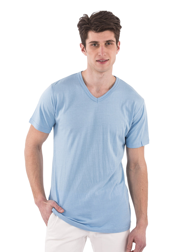 blue v neck shirt mens