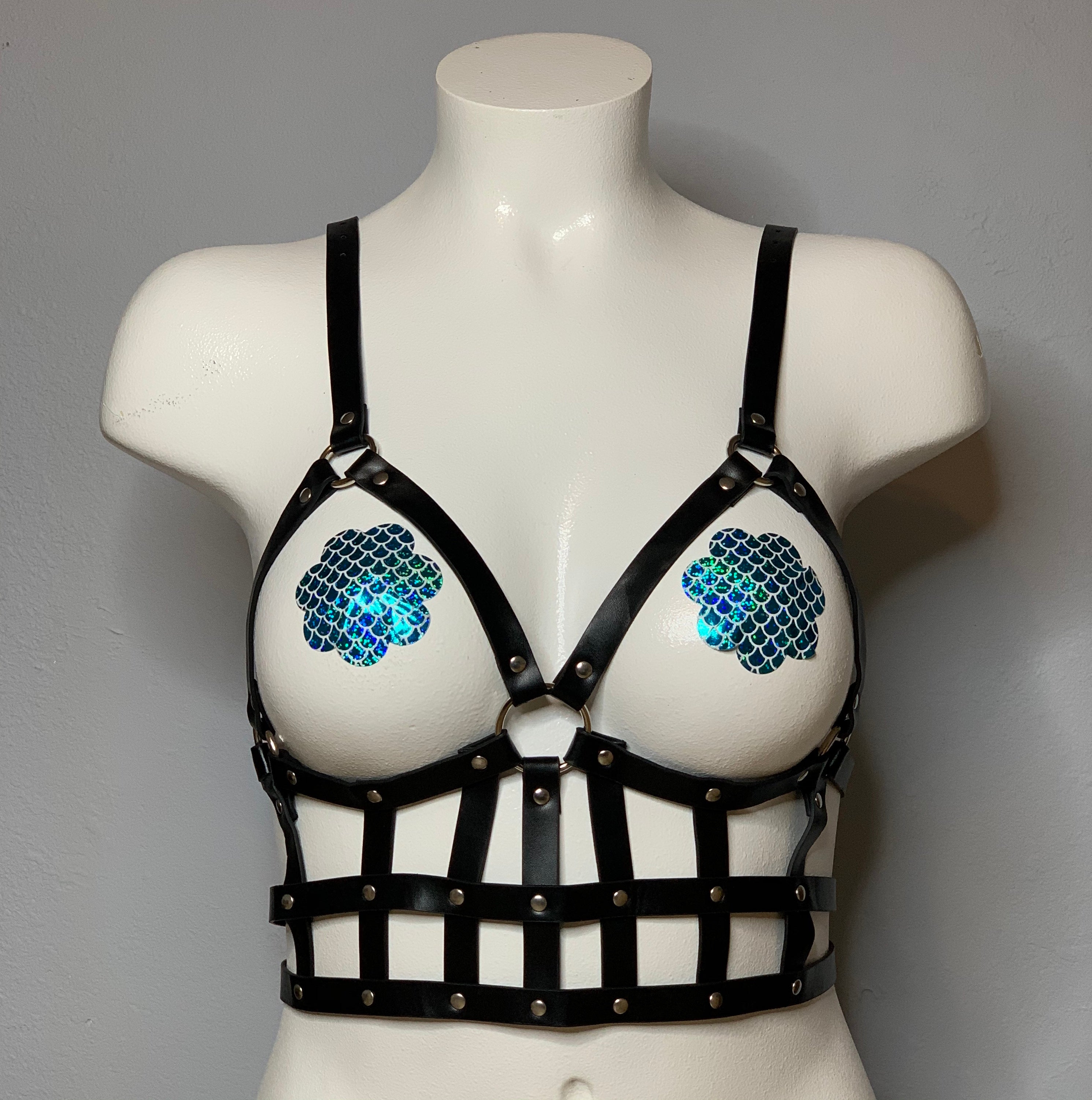 Holographic harness bra