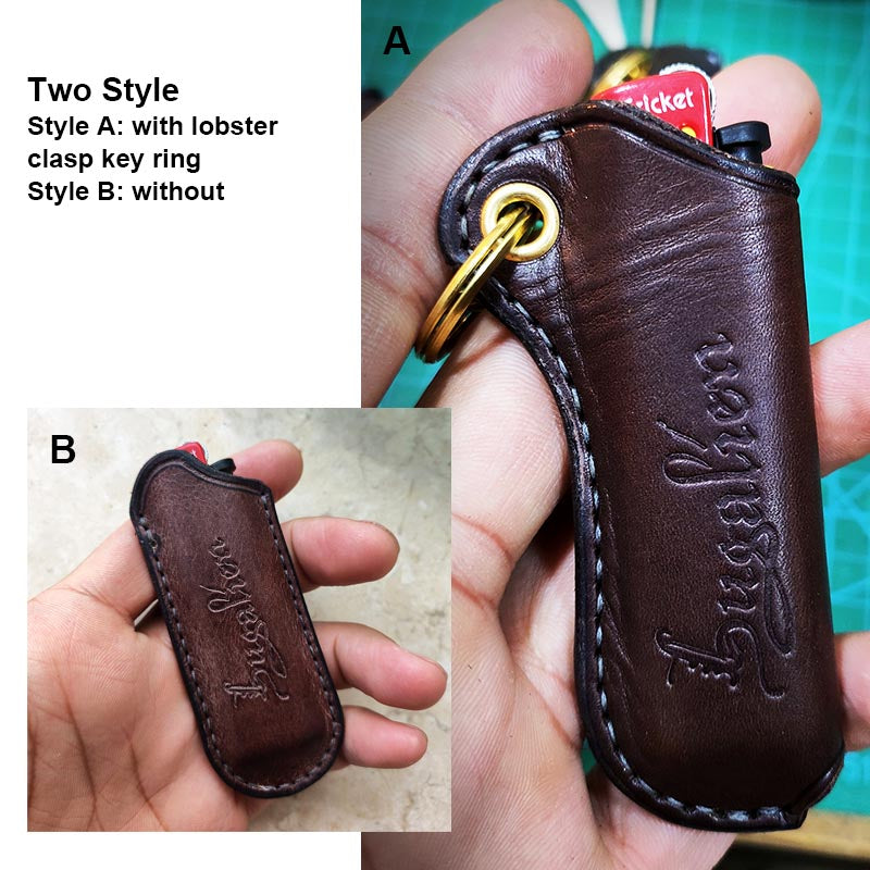 Lighter Cover With Keyring Made for BIC Lighters Leather Case 