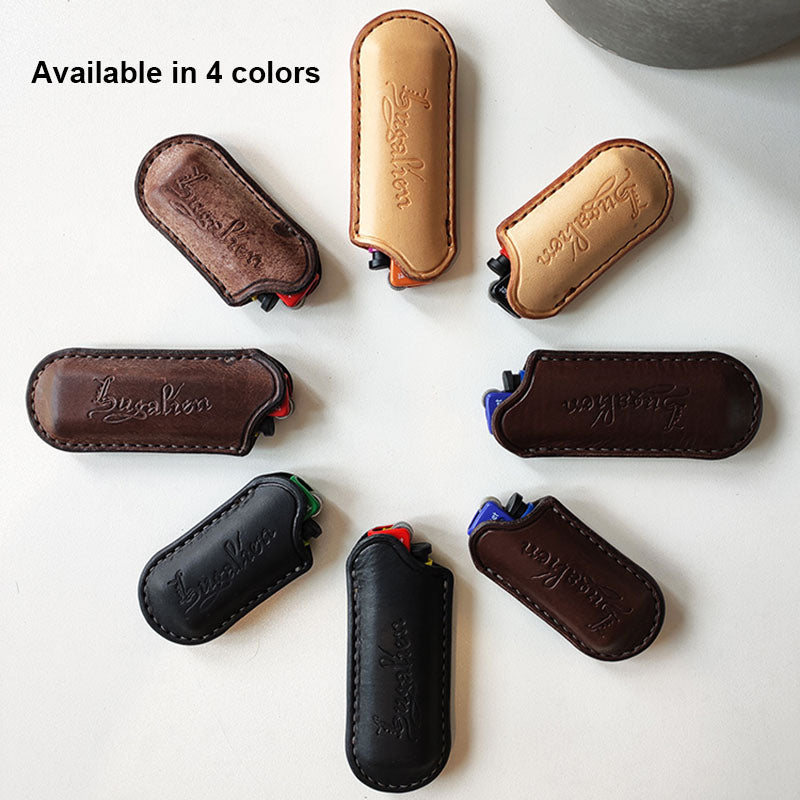 Leather Lighter Case Clipper Case With Sliding Cord Holder 